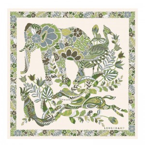 Green / Multicolor Longchamp Forêt 50 Women Scarf | Indonesia-940UBTOFV