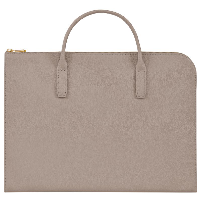 Beige Longchamp Le Foulonné S Men Briefcase | Indonesia-987TCDFOE