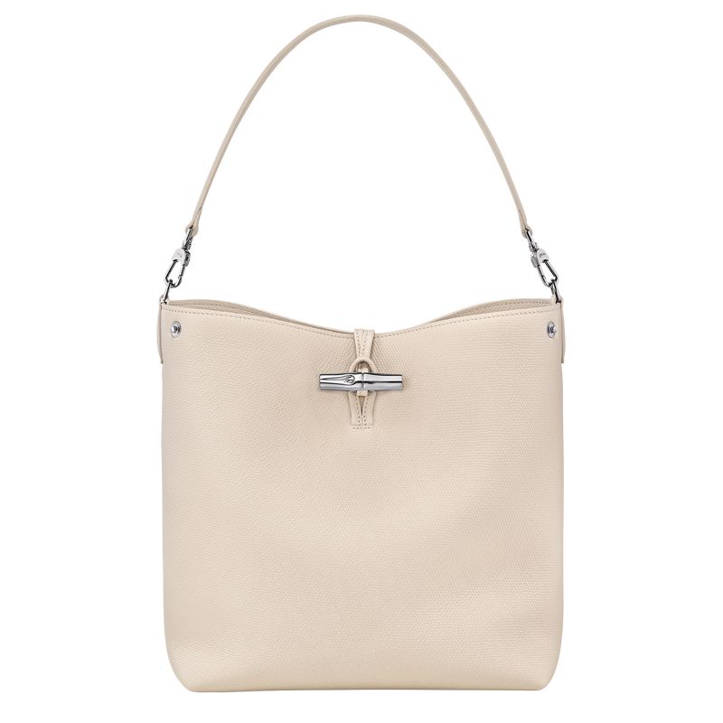Beige Longchamp Le Roseau M Women Shoulder Bag | Indonesia-357VKLSYI