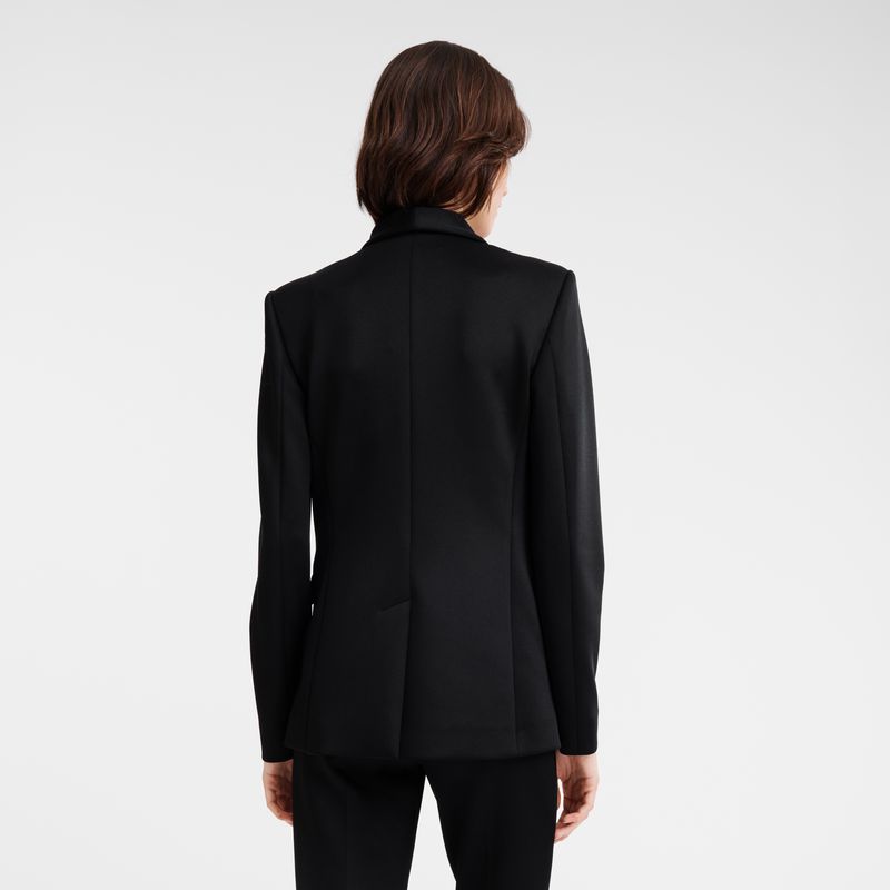 Black Longchamp Fitted Women Jacket | Indonesia-508JNSKDQ