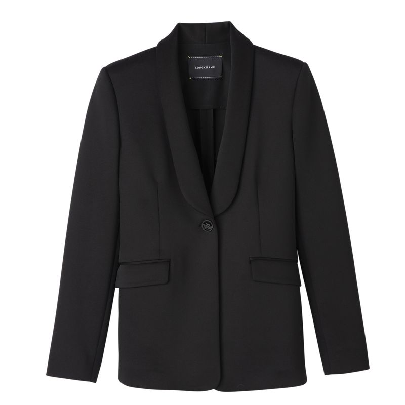 Black Longchamp Fitted Women Jacket | Indonesia-508JNSKDQ