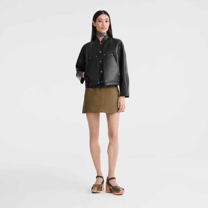 Black Longchamp Lambskin Women Jacket | Indonesia-036IGOKNS