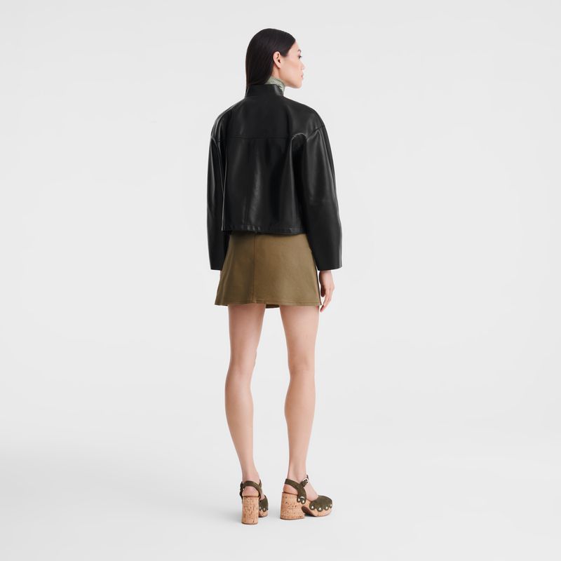 Black Longchamp Lambskin Women Jacket | Indonesia-036IGOKNS