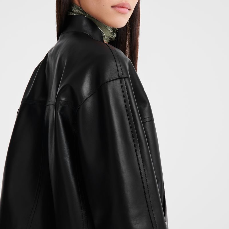 Black Longchamp Lambskin Women Jacket | Indonesia-036IGOKNS