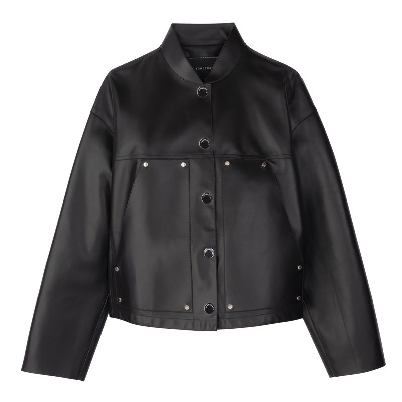 Black Longchamp Lambskin Women Jacket | Indonesia-036IGOKNS