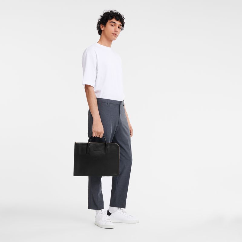 Black Longchamp Le Foulonné S Women Briefcase | Indonesia-960BMROKD