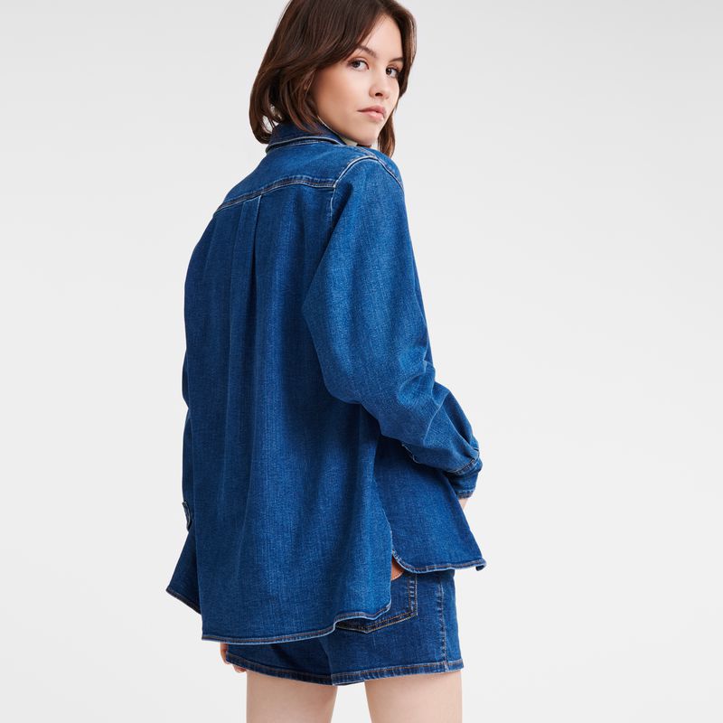 Blue Longchamp Denim Women Shirts | Indonesia-127RXMFLZ