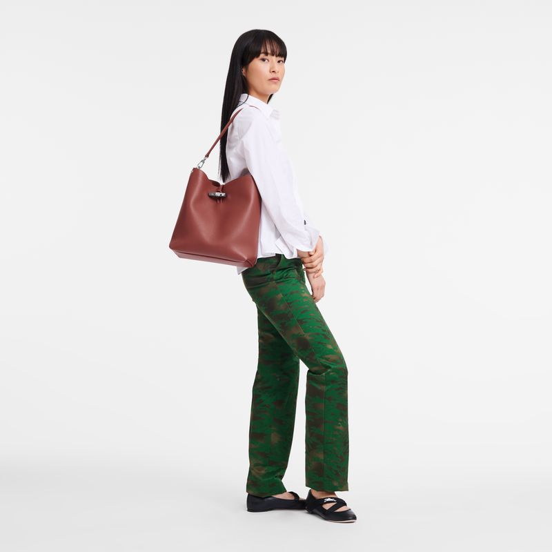 Brown Longchamp Le Roseau M Women Shoulder Bag | Indonesia-526UYHPKC