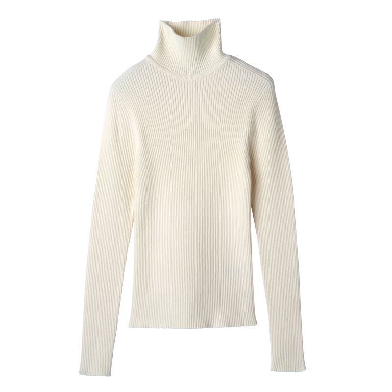 Cream Longchamp High Collar Fitted Women Jumper | Indonesia-046IZSKTL