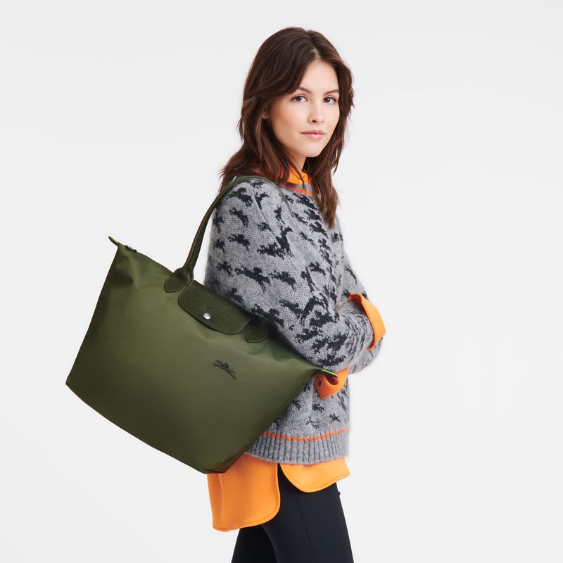 Dark Green Longchamp Le Pliage Green L Women Tote Bag | Indonesia-142CEASXD