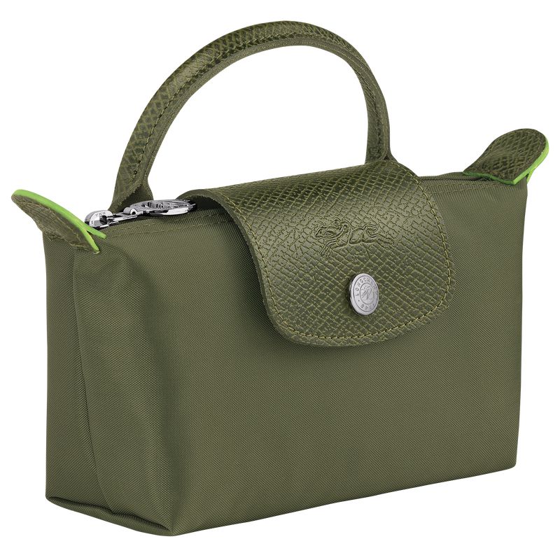Dark Green Longchamp Le Pliage Green With Handle Men Pouch | Indonesia-217XMGNYU