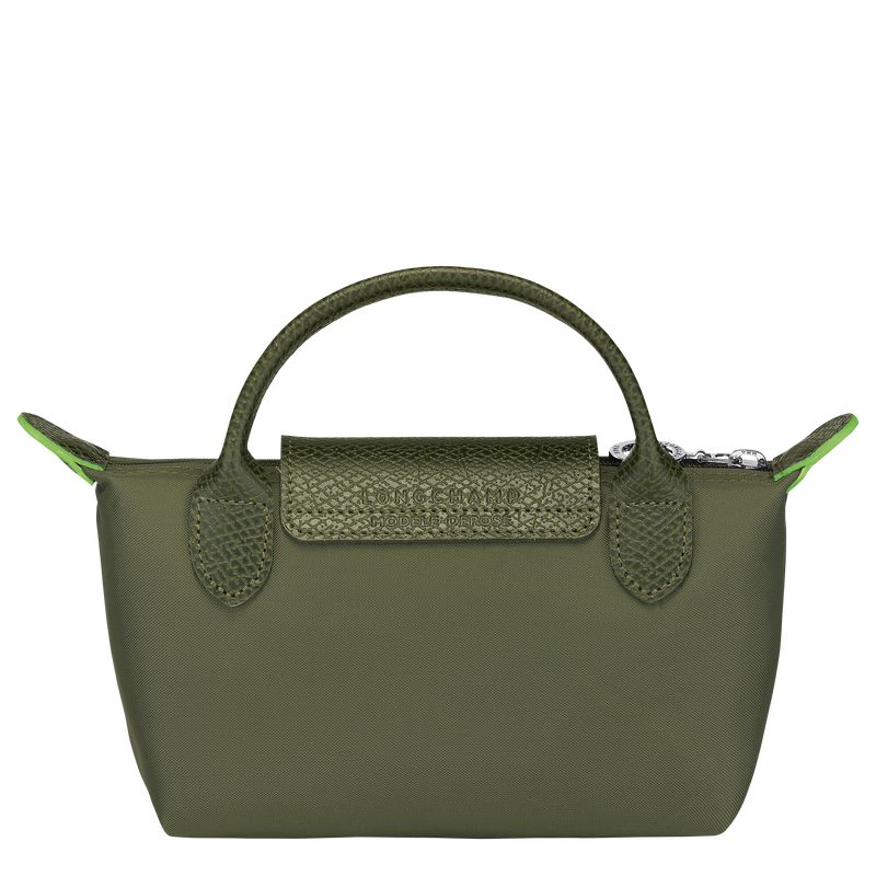 Dark Green Longchamp Le Pliage Green With Handle Men Pouch | Indonesia-217XMGNYU