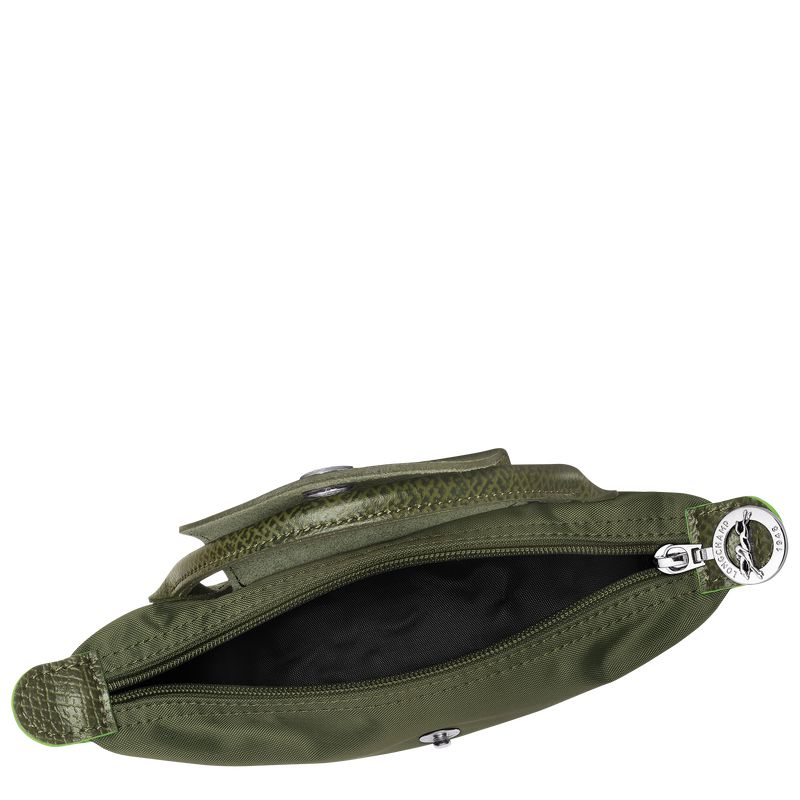 Dark Green Longchamp Le Pliage Green With Handle Men Pouch | Indonesia-217XMGNYU
