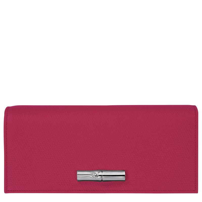 Dark Pink Longchamp Le Roseau Flap Women Wallet | Indonesia-568BDXZGW