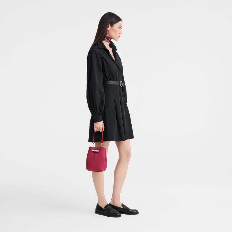 Dark Pink Longchamp Le Roseau Xs Women Bucket Bag | Indonesia-908ZBWSOL