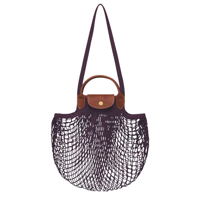 Dark Purple Longchamp Le Pliage Filet L Women Mesh Bag | Indonesia-681IVLDZK