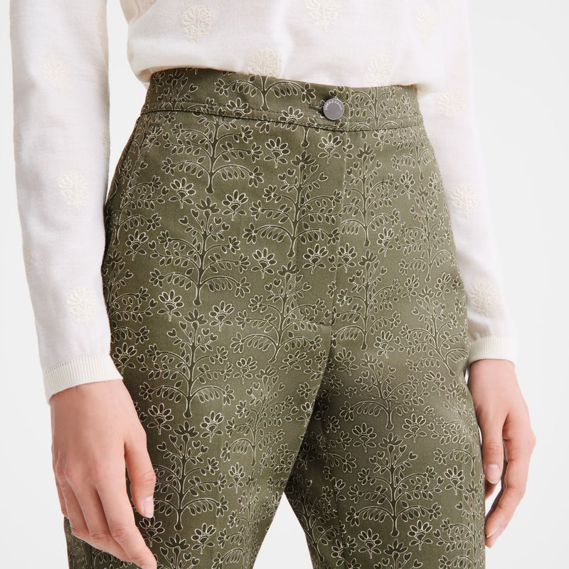 Green Longchamp Printed Gabardine Women Pants | Indonesia-197CNOYSQ