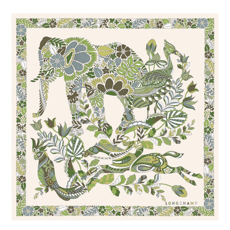 Green / Multicolor Longchamp Forêt 50 Women Scarf | Indonesia-940UBTOFV
