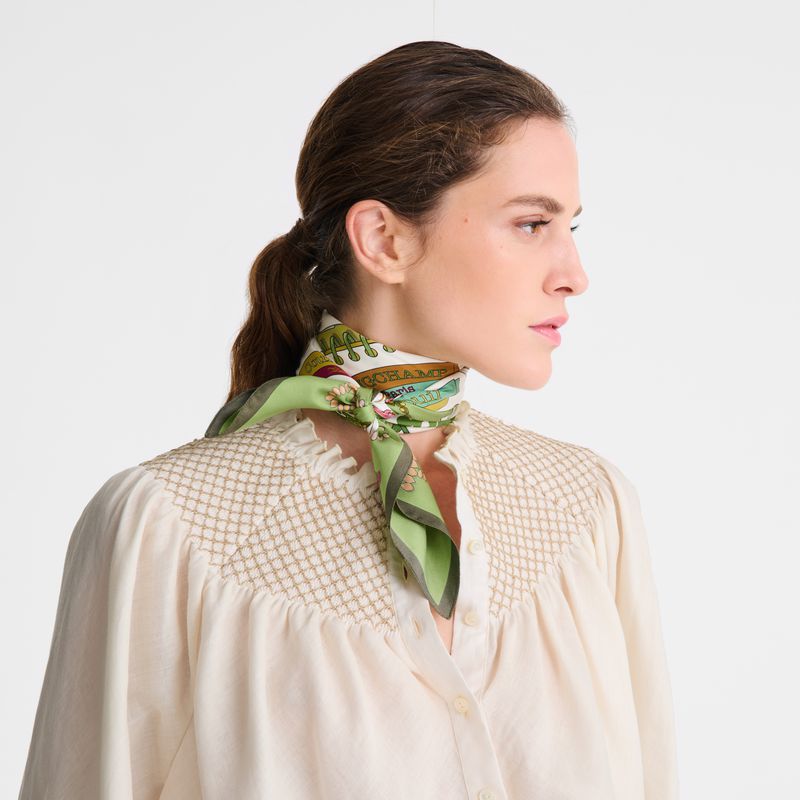 Green / Multicolor Longchamp In The Vegetable Garden 70 Women Scarf | Indonesia-369MPVQIK