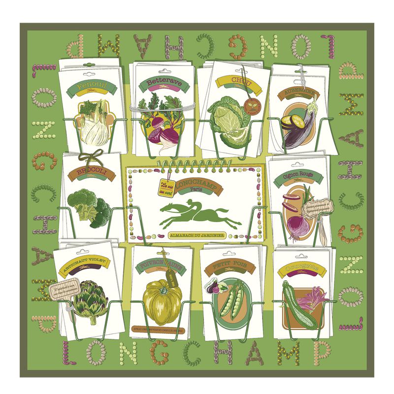 Green / Multicolor Longchamp In The Vegetable Garden 70 Women Scarf | Indonesia-369MPVQIK