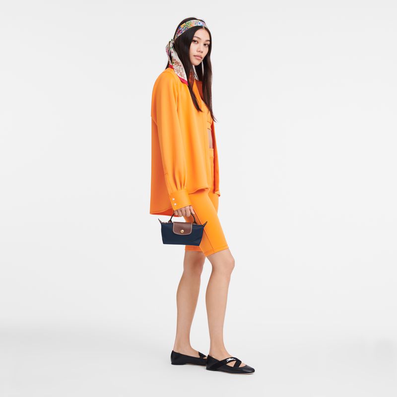 Navy Longchamp Le Pliage Original With Handle Women Pouch | Indonesia-920LRABQZ