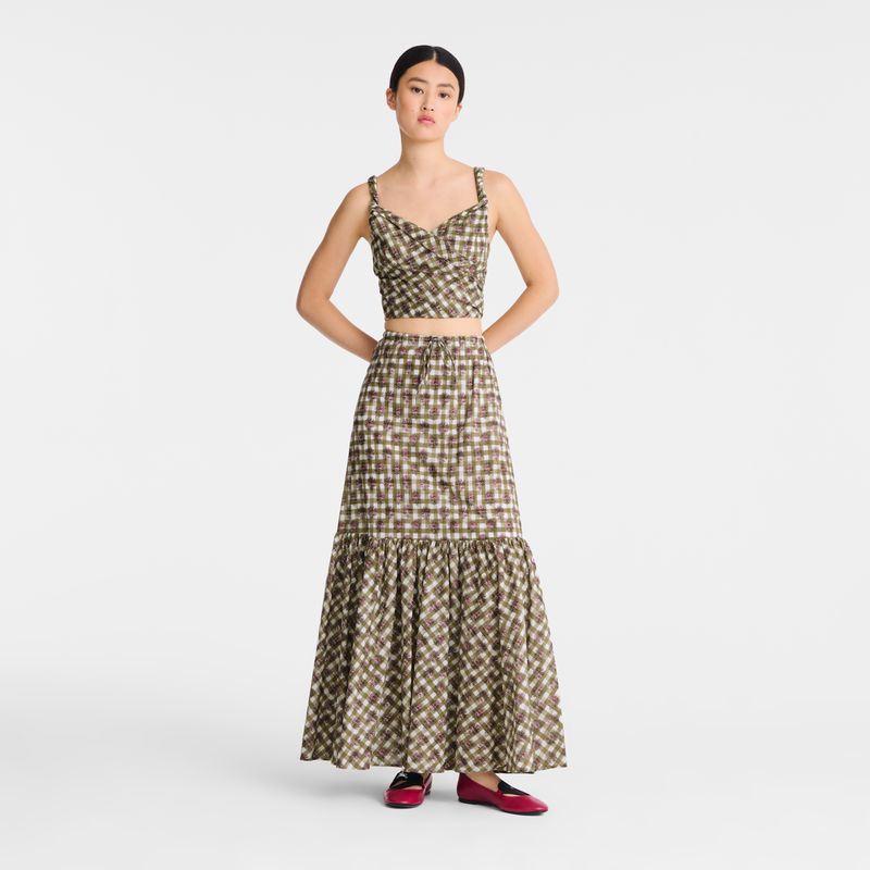 Olive Longchamp Vichy Print Veil Women Top | Indonesia-248FMEXDK