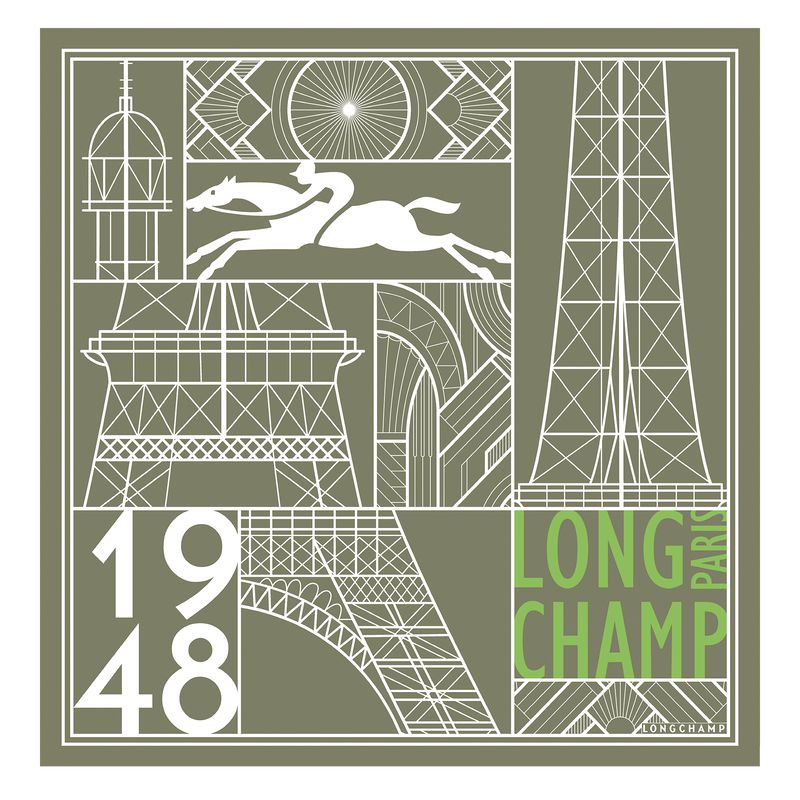 Olive / Multicolor Longchamp Eiffel Tower 1948 50 Women Scarf | Indonesia-693FIOYZK