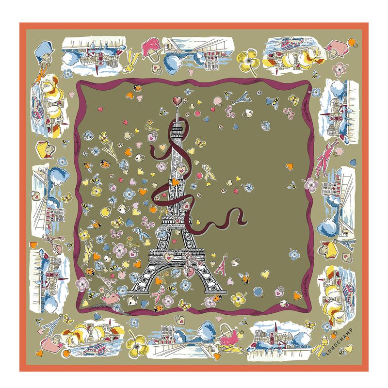 Olive / Multicolor Longchamp Equestrian Tower 50 Women Scarf | Indonesia-583DWUEJP