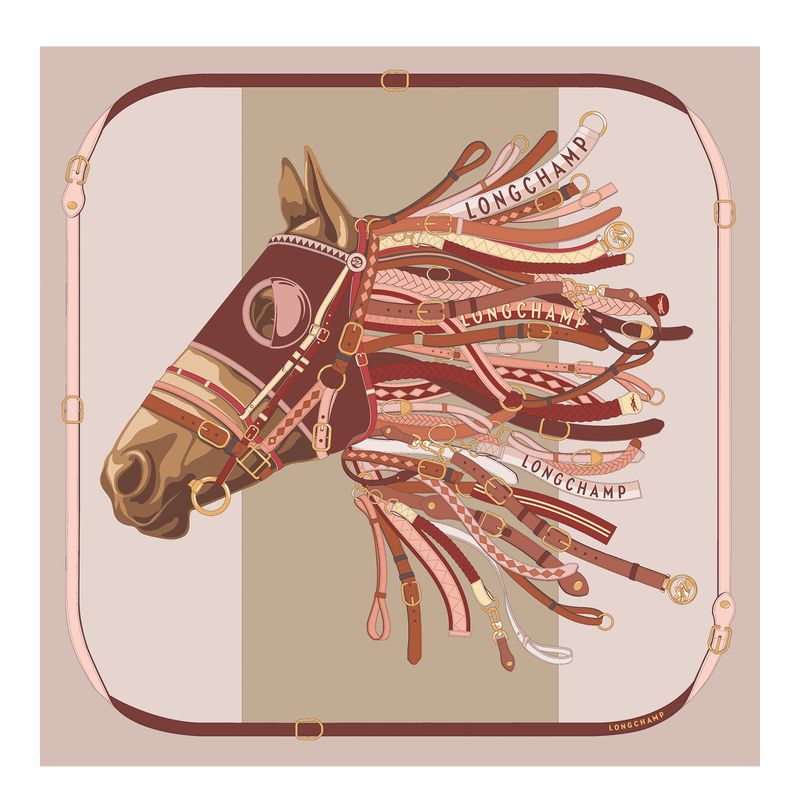 Pink / Multicolor Longchamp Tête De Cheval 90 Women Scarf | Indonesia-460XHZNLY
